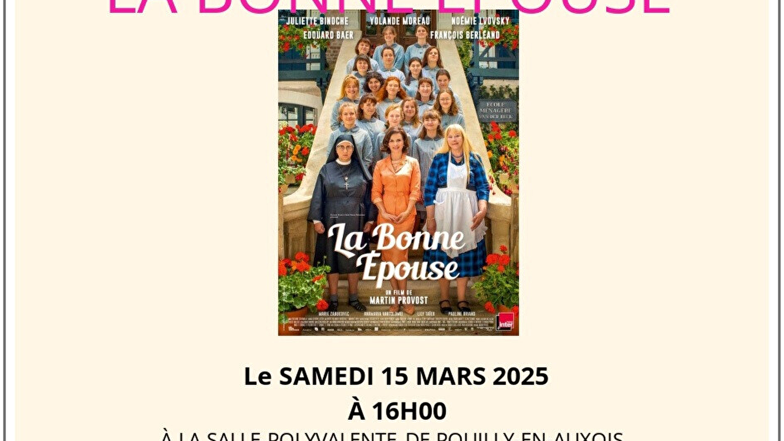 Ciné-débat 'La bonne épouse' de Martin Provost- Pouilly en Auxois